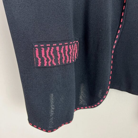 Ming Wang Cardigan Jacket Womens XL‎ Black Coral Pink Open Front Knit 3/4 Sleeve - Picture 6 of 10